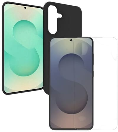 Back cover Silicone hoesje zwart met Screenprotector Glas 3x Geschikt voor: Samsung Galaxy S25 FE