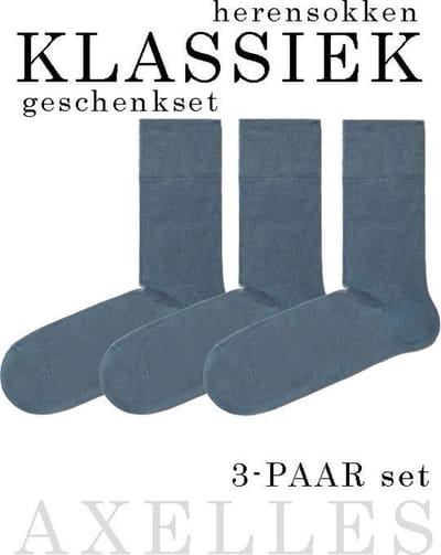Herensokken, klassiek, effen, 3-PAAR geschenkset, denim lichtblauw, 42-43 (27).
