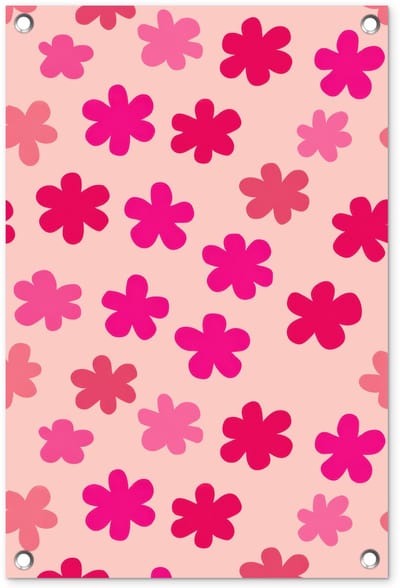 Tuinposter 40x60 cm - Tuindecoratie Bloemen - Patroon - Roze - Poster voor in de tuin - Buiten decoratie - Schutting tuinschilderij - Tuindoek muurdecoratie - Wanddecoratie balkondoek