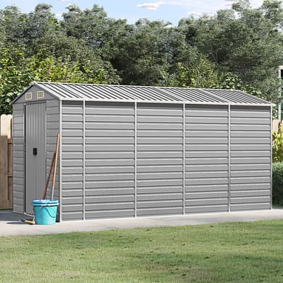 vidaXL - Tuinhuis - Lichtgrijs - 191x385x198 - cm - Gegalvaniseerd - Staal