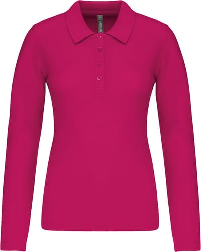 Kariban Piqué-damespolo lange mouwen K257 - Fuchsia - XS