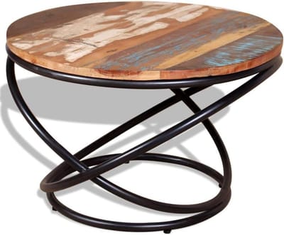 Salontafel Hout - Bijzettafel Accent - Woonkamer Meubel - 100% Handgemaakt Uniek - 60x60x40cm - Veelkleurig
