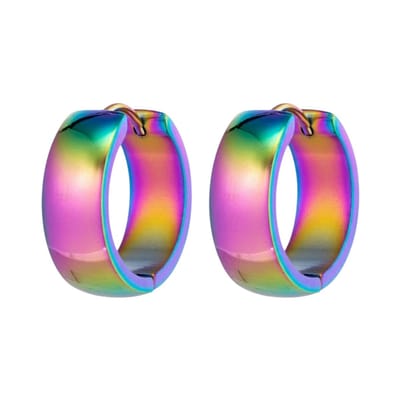 Aramat Jewels | Oorringen | RVS Huggie Oorringen Glad Regenboogkleur 20mm - Unisex | | | |7mm | Staal | Volwassenen | Verkleurd niet