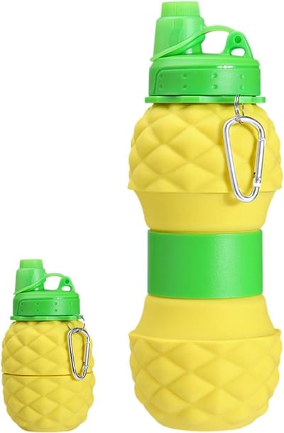 Opvouwbare Waterbeker - Reisbeker Siliconen - Outdoor Activiteiten - Ananas Vorm - 700 ml - Geel
