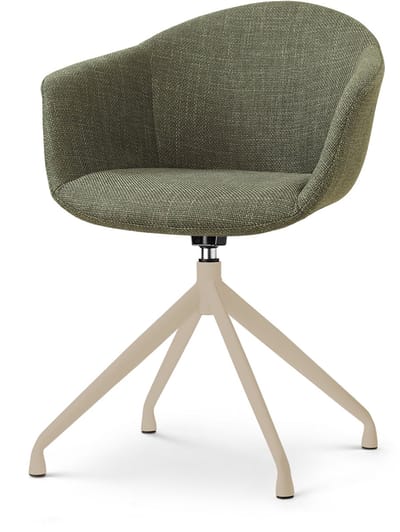 Nolon Nola-Otis Draaibare Eetkamerstoel Forestgroen - Beige Onderstel - Armleuning - Comfortabel - Japandi - Stoffen