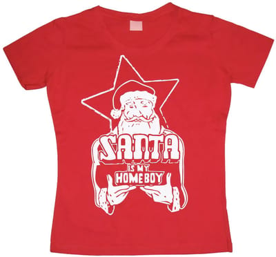 Hybris Dames-T-shirt 'Santa Is My Homeboy' Girly SH-5-12061-H4-9