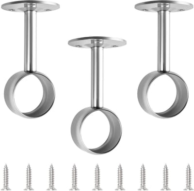 Dailygoods- Kaststangbeugel - 3 Stuks - Roestvrij Stalen Steunbeugel - Diameter 32 mm - Kaststanghouder - Gordijnrailsteun - Eenvoudige Montage