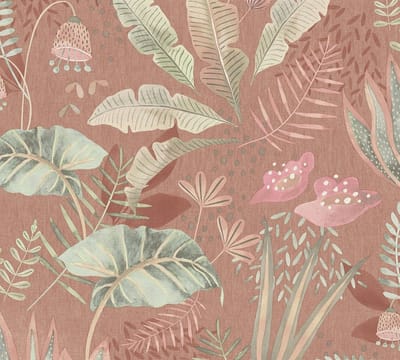 SPEELSE BLADEREN BEHANG | Botanisch - Rood Oranje Groen Roze - LivingWalls Famous Garden