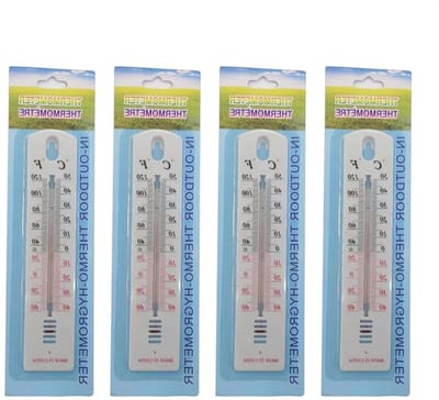 Analoge Thermometer - Kamertemperatuur Meetapparaat - Temperatuur Bewaken - Nauwkeurige Metingen - 4 Stuks - Wit