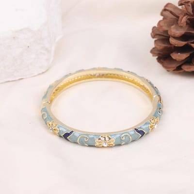 Emaille Armbanden Set - Kleurrijke Vergulde Armbanden Voor Dames Meisjes blauw