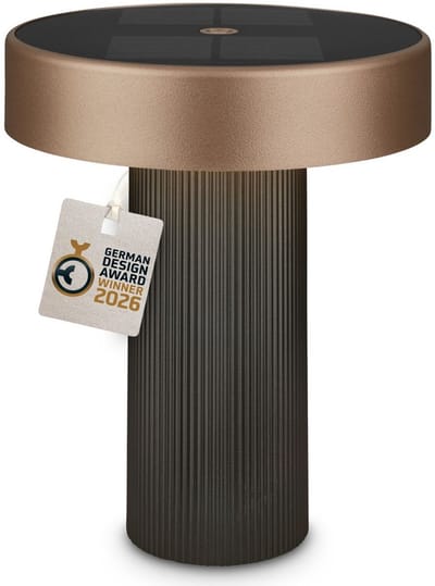 BRILONER Poga - Tafellamp oplaadbaar - dimbaar - zonneenergie buitenverlichting - warm wit licht - Ø16 cm - antraciet brons metallic