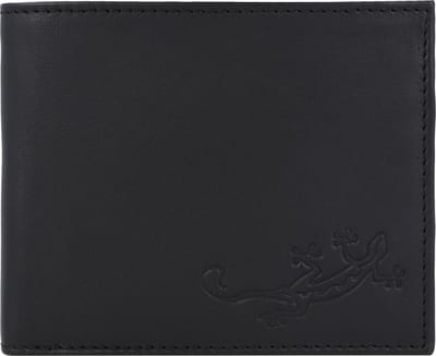 oxmox Leren portemonnee Leather RFID Protect Querscheinbörse Lizard Embossed Black zwart
