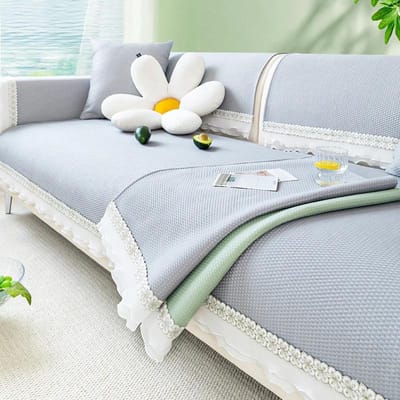 Zomer Koelend Bankkussen Witte Zijde Antislip Bankhoes voor Woonkamer Zomer Ademend IJszijde Kant Effen Kleur Bankmat 70x70cm 1pcs