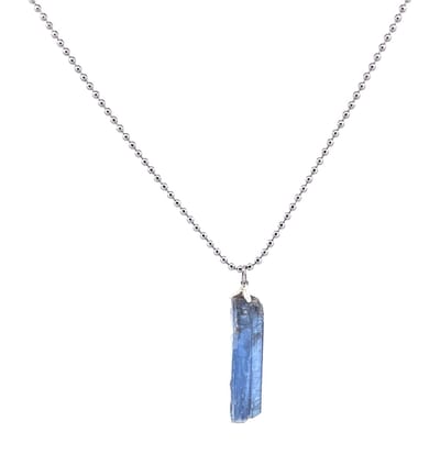 IbizaMen KIDS - Jongens - ketting - ballchain - RVS - edelsteen - kyaniet ruw - 60cm