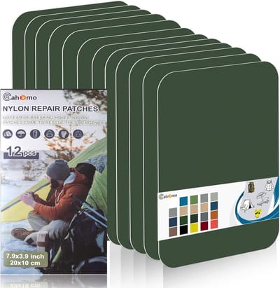 Nylon reparatiepleisters - Stof patches - Outdoor reparaties - Sterke zelfklevende - 20 x 10 cm - Legergroen