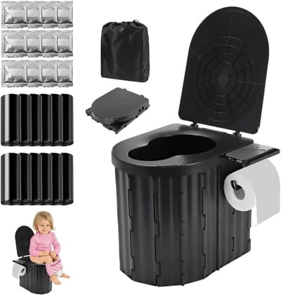 Extra groot opvouwbaar campingtoilet 365 cm hoog met papierrolhouder en telefoonhouder