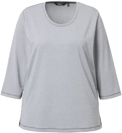 Ulla Popken - Dames - T-shirt siernaden ronde hals halve mouwen - Grafietgrijs - Maat 46+