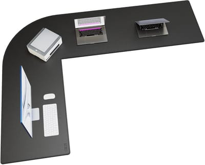 Famanu – L-vormige bureauonderlegger - extra groot formaat voor hoekbureau - beschermmat voor thuiskantoor en werkplek - geschikt voor toetsenbord en muis