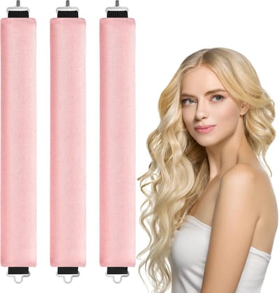 Hittevrije Krulset voor Lang Haar - Zachte Slaap Krulrollers met Haak - Roze