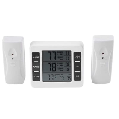 Dailygoody - Digital LCD Koelkastthermometer - Draadloze Temperatuurmeter - Alarmfunctie - Wit - Min/Max Registratie - Ideaal voor Thuis, Keuken en Ka