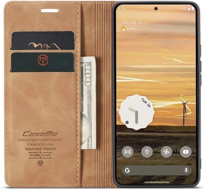 CaseMe 013 Hoesje Geschikt voor Google Pixel 9a - Book Case met Standaard - Portemonnee Beschermhoes - Pasjeshouder voor Twee Pasjes - Bruin