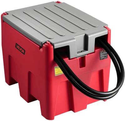 VEVOR Draagbare Dieseltank, Inhoud 58 gallon en Debiet 10,6 GPM, Brandstoftank met 12V Elektrische Overdrachtpomp en 13,1 ft Rubberen Slang, PE-Dieseloverdrachtstanks voor Eenvoudig Brandstoftransport, Rood