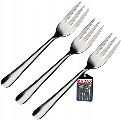 KADAX Taartvorken van roestvrij staal, set van 3, fruitvorken met glad oppervlak, minimalistische roestvrijstalen vork, dessertvork, vaatwasmachinebestendig (L: 14 cm, zilver)