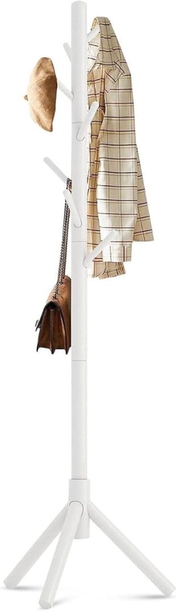 CLVP® Kapstok Staand - Garderoberek - Kledingrek Haken- Industrieel - Wit