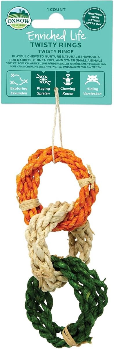 Kauwspeeltjes voor Konijnen, Cavia's, Hamsters en Ratten - Twisted Rings met Maisbladontwerp