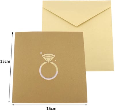 Dailygoods- Wenskaart 3D Pop-Up Diamantring - Wenskaarten Set - Wenskaarten Verjaardag - Wenskaarten Bruiloft - Wenskaarten Liefde - Kaartgrootte 15x15cm - Kaart