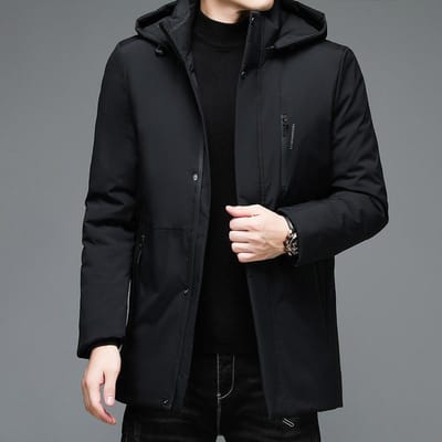 Donsjack Heren Winter Warm Casual Jong en Middelbare leeftijd Heren Eendendonsjack Capuchon Uitneembare Voering Herenkleding 4XL