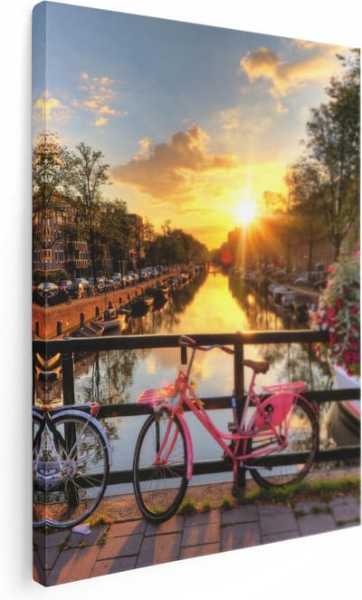 Artaza Canvas Schilderij Amsterdamse Brug Met Zonsopgang - 30x40 - Klein - Foto Op Canvas - Canvas Print