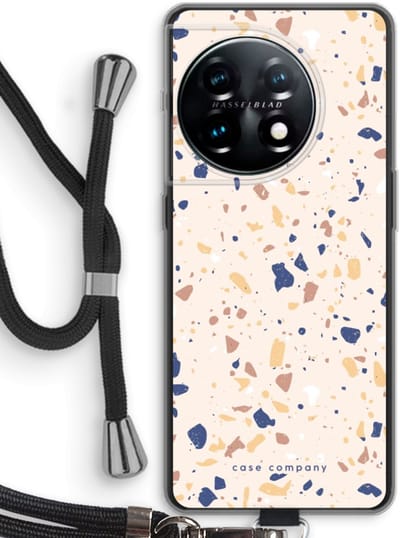 Case Company® - Hoesje met koord geschikt voor OnePlus 11 hoesje met Koord - Terrazzo N°23 - Telefoonhoesje met Zwart Koord - Bescherming aan alle Kanten en Over de Schermrand