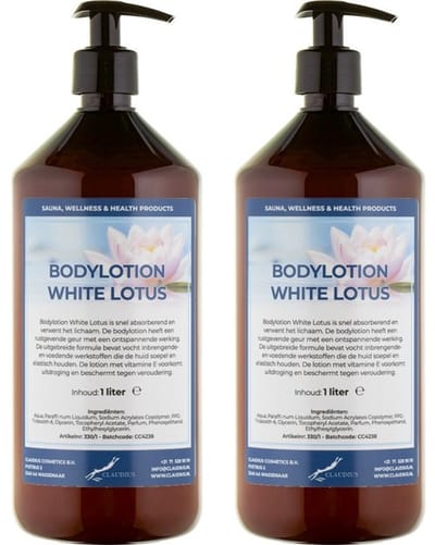 Bodylotion White Lotus 1 Liter - met gratis pomp - set van 2 stuks