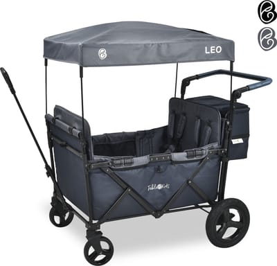 FableKids LEO X4 Plus - opvouwbare trolley met dak - 4 zitplaatsen - Onyx Black