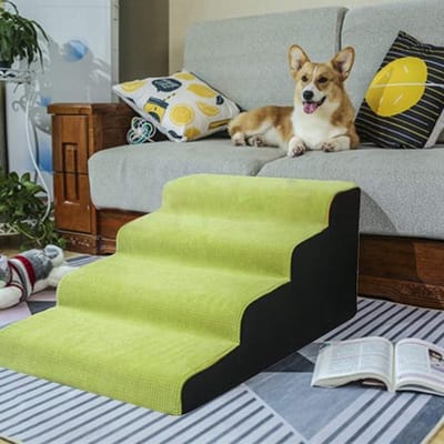 Huisdierladder met 4 treden - Honden trap - Hulp voor huisdieren - Stevig antislip ontwerp - 40 cm hoog - Groen