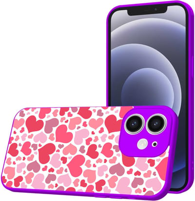 Smartphonica Telefoonhoesje Geschikt voor iPhone 12 met Hartjes opdruk - TPU Back Cover Case Hearts Design - Paars geschikt voor iPhone 12