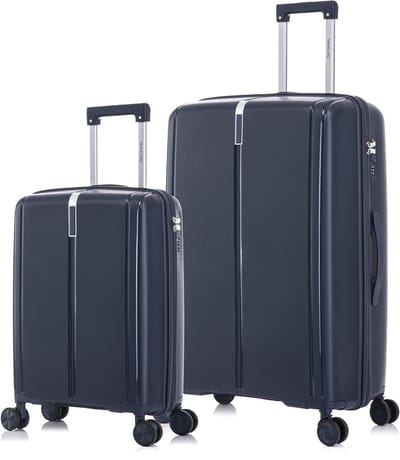 TRAVELERZ - Valencia - 2 Delig kofferset - Handbagage 42L & Grote koffer 97L - Polypropyleen - Harde schaal - Cijferslot - Lichtgewicht - Flexibel - Duurzaam - Dubbele wielen - Spinner wielen - Marineblauw