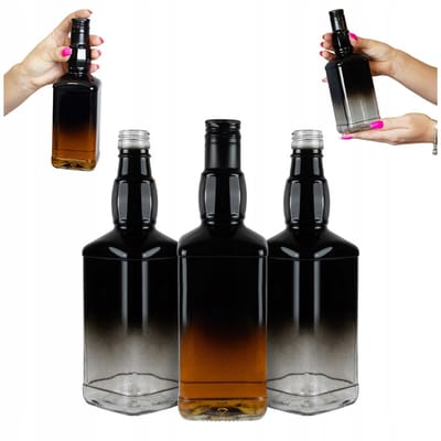 Bimberek Daniels Serie - Glazen Fles - 500ml - Ombre Design - Zwart Transparant