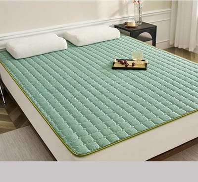 Koelende traagschuim matrastopper - 2 cm dik, ademend en opvouwbaar groen koelkussen, 80 x 190 cm, dubbele maat voor comfortabele zomerslaapmat
