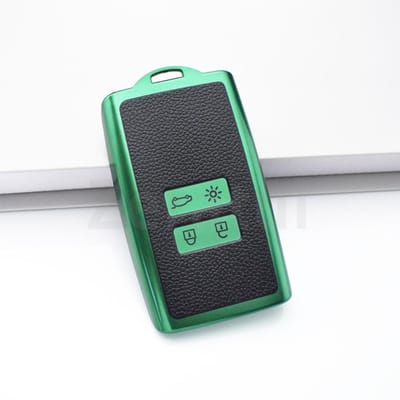 Coque de protection pour clé de voiture Pour Dacia Sandero Carte Cuir TPU Pour Renault Koleos Captur Megane Clio Scenic Talisman Arkana Télécommande blue