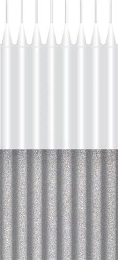 Glitter taart kaars wit/zilver | 9,5cm/16st.