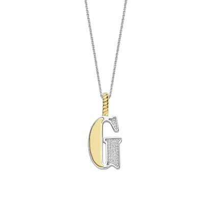 TI SENTO Dames Hanger - 925 zilver - Letter G - Zirkonia met geel verguld - 6840ZY_G