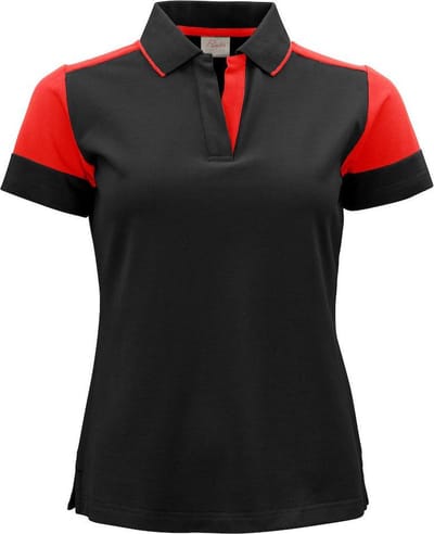 Printer Prime Polo Lady Zwart/Rood - Maat XS