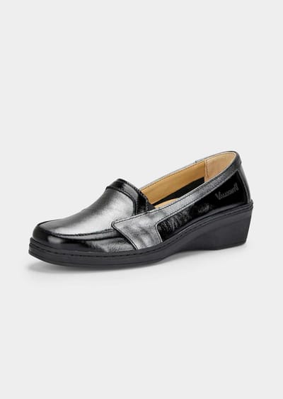 Slippers van echt leer - zwart / grijs / metallic - Gr. 36 van Goldner Fashion