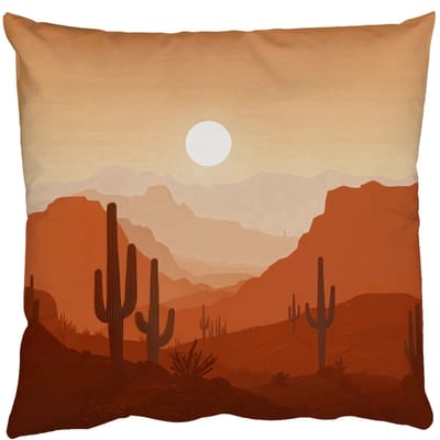 Sierkussens - Kussentjes Woonkamer - 50x50 cm - Landschap - Woestijn - Cactussen - Zon
