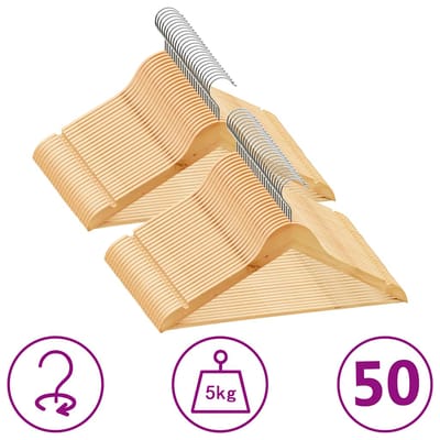 vidaXL - 50-delige - Kledinghangerset - anti-slip - hardhout