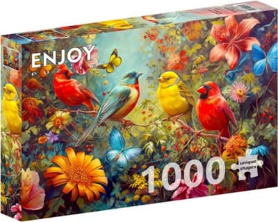 Enjoy Puzzle legpuzzel vogels en vlinders 1000 stukjes kleurrijk.