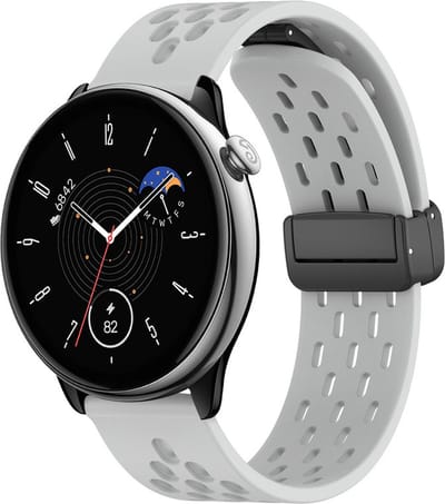 Siliconen bandje - geschikt voor Garmin Venu / Venu 2 Plus / Venu SQ / SQ 2 / Vivomove / Vivomove 3 / Style / Vivoactive 3 / Vivoactive 5 / Forerunner 55 / 245 / 645 - grijs