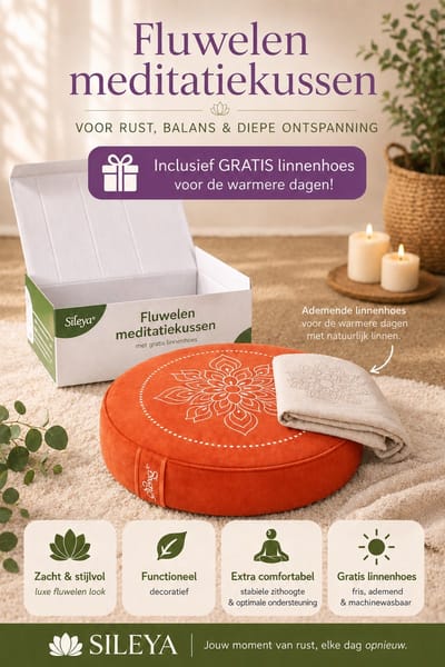 Sileya Meditatiekussen Oranje Fluweel - Yogakussen- Meditatie Kussen- Rond